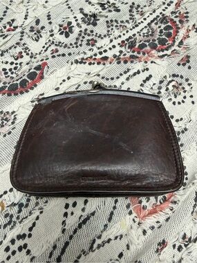 Fossil vintage Classic Leather Coin turnlock Purse - Dark Brown